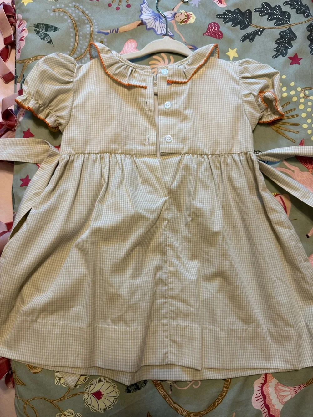 Pumpkin Gingham Dress - Orange Trim - 18M